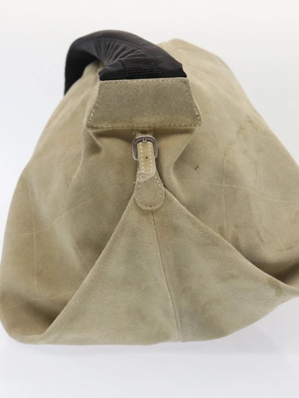 CHANEL Matelasse Shoulder Bag Suede nylon Beige Black Silver CC - Picture 6 of 16